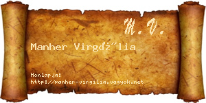 Manher Virgília névjegykártya